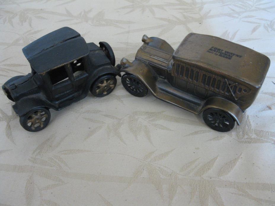 Two vintage antique cast iron cars unknown maker