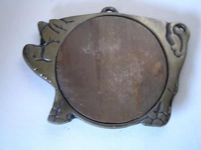 Cast Wrought Iron Pig Trivet Folk ART Primitive with wood insert 9.5