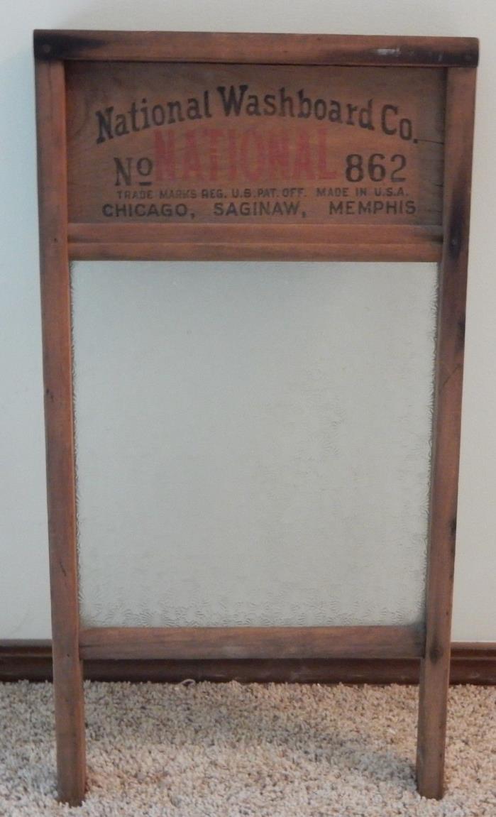 Vintage National Washboard Co #862 Wood/Glass