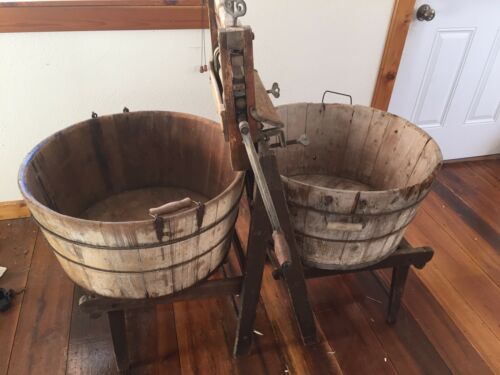 Vintage Anchor Wringer Washing Machine with Wooden Tubs