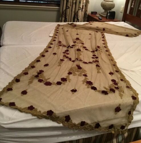 Tambour Net Lace Bedspread 96 X 106” w/ Flowers Coverlet, Wayfair Tudor Debage