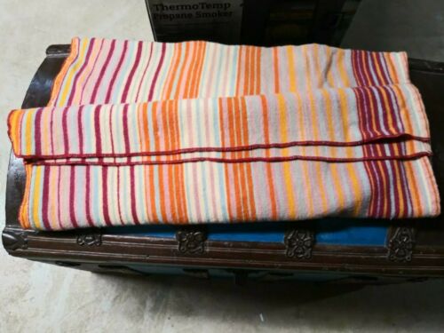 Antique Vintage WOOL Camp Buggy Saddle Striped Blanket 62