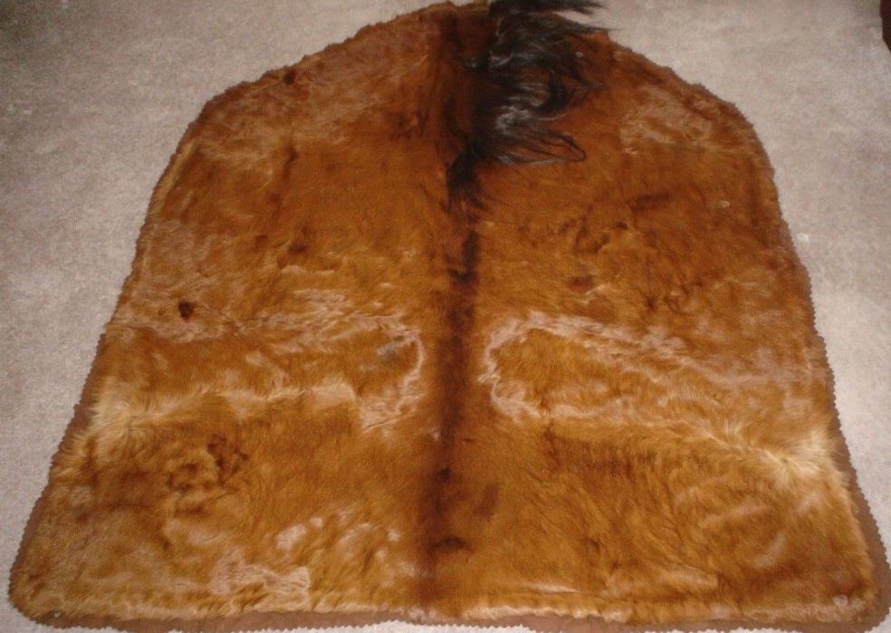 Antique Heavy Wool Lined Horsehide Carriage / Sleigh Blanket w/ Mane 72