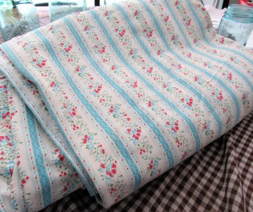 Vintage Mattress Ticking French Blue Stripe & Floral Heavy Feather Bed Cover