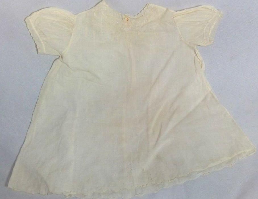 vintage handmade baby nightgown ivory colored embroidery 15.5