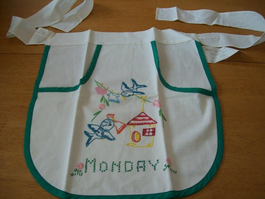 Antique embroidered apron aprons BIRDS expert embroidery