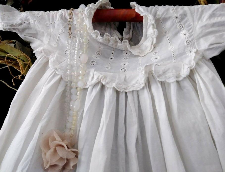 Antique French Lace Christening Gown Baptism Dress Baby Blessing Dedication Gown