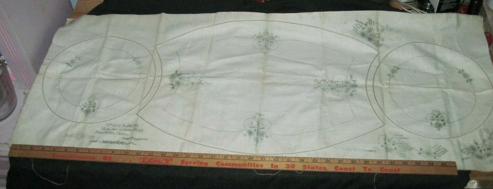 1925 Antique Embroidery Pattern ABC Chicago No 1640 Buffet Set See Condition