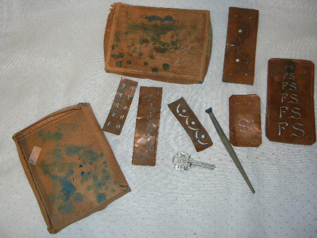 ANTIQUE COPPER LETTER STENCILS BOXED MONOGRAMS LOT OF SIX (6) JUGEND GERMANY