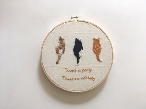 Cat Embroidery,Cat Artwork, Cat Decor, Cat Lady,Cat Quote,Wall Decor, Home Decor
