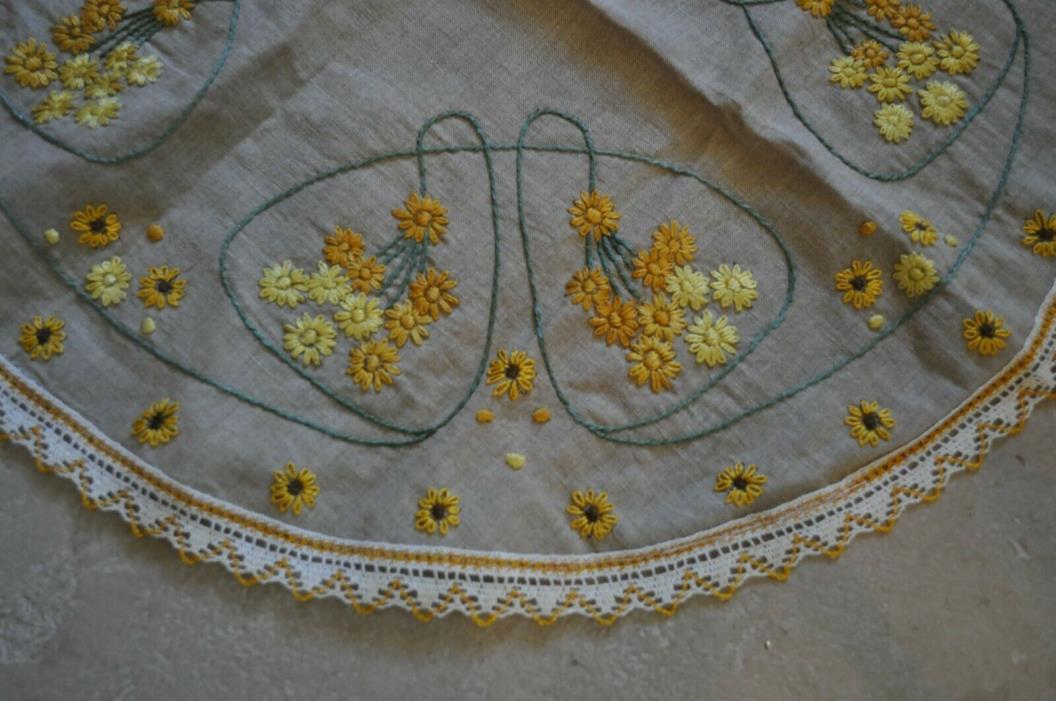 Vintage embroidered doily for small table 24