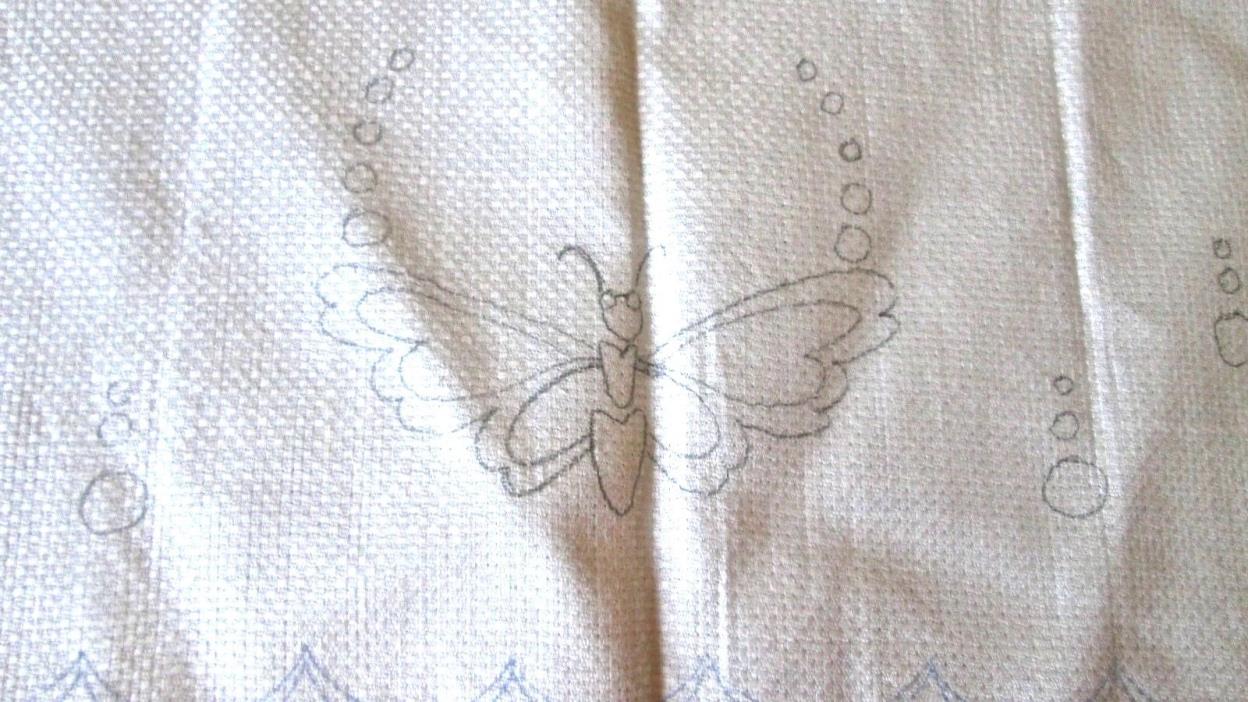 antique linen huck hand towel stamped for embroidery+cutwork, 27x15.75