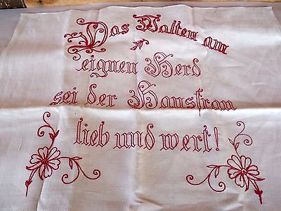 Antique Turkey Redwork Embroidery Cloth German Housewife's Love Cooking 45