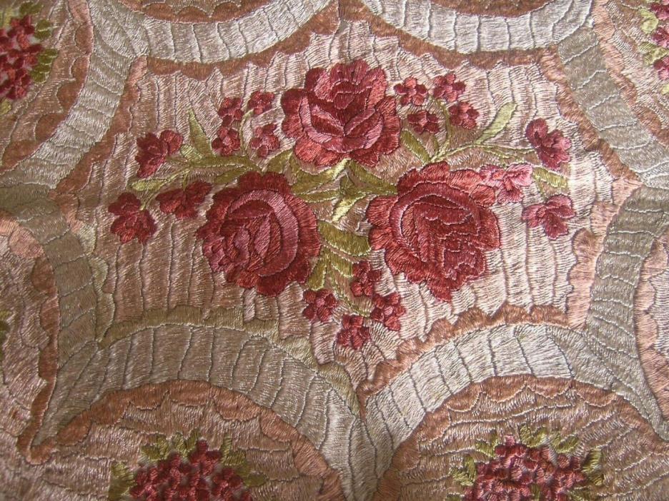Antique MATYO Hungarian silk hand embroidered oval pillow top circa 1912