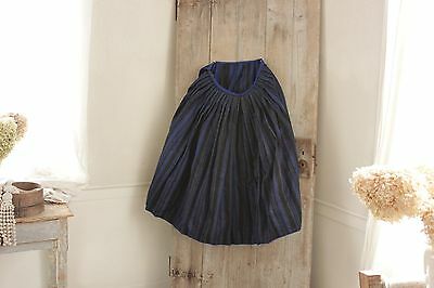 Skirt Vintage Dutch workwear Indigo blue & black stripes hand woven heavy wool