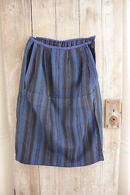 Skirt Vintage Dutch workwear Indigo blue & black stripes petticoat heavy wool