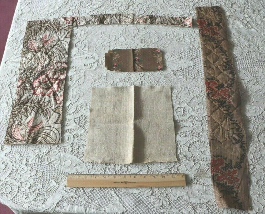 Antique 18thC-19thC Hand Blocked Cotton Print Fabric Bundle~Quilts