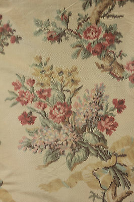 Antique French chine silk warp print curtain with silk trim curtain drape c1900