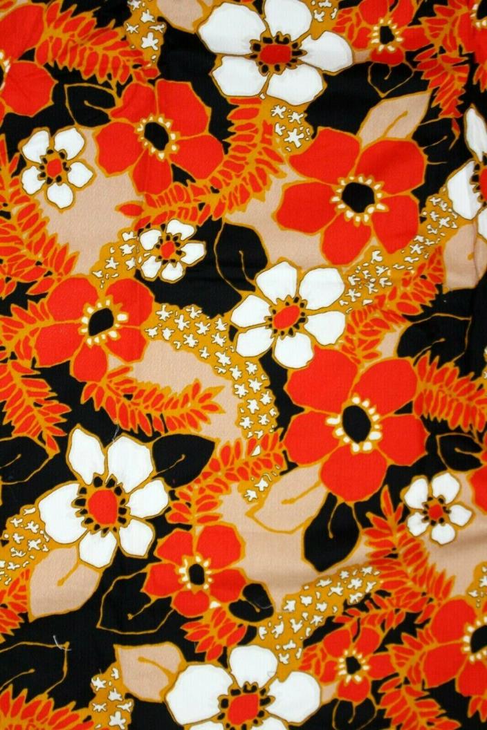 Vintage barkcloth fine fabric remnant gorgeous floral Hawaiian mid century 60's