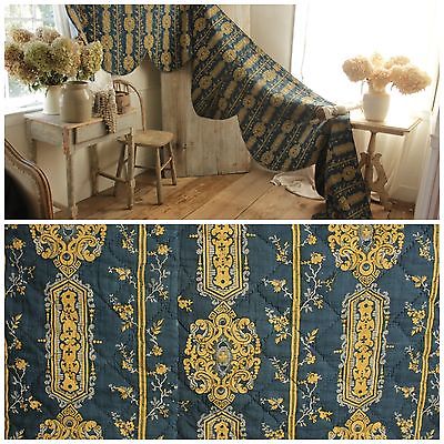 Antique 18th century valance Indigo blue French textile quilted bed hanging