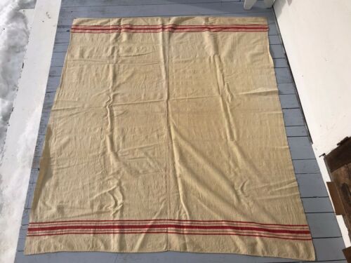 19th Century American Folk Art Antique Homespun Textile Blanket Large Nice Color