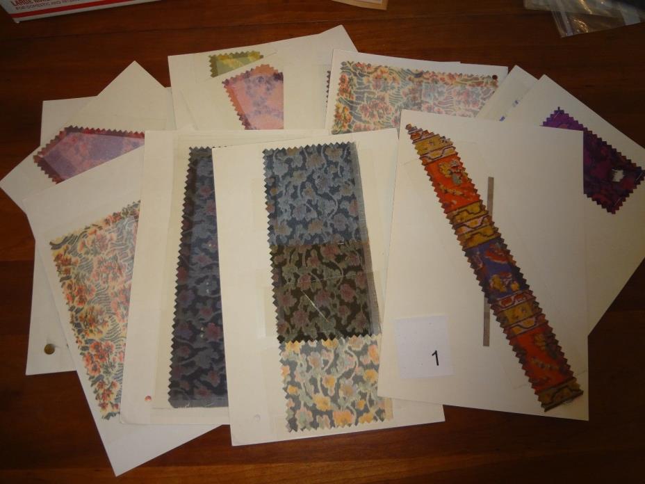 Antique Vintage fabric swatch lot of 12 samples carded Silk American for Museum