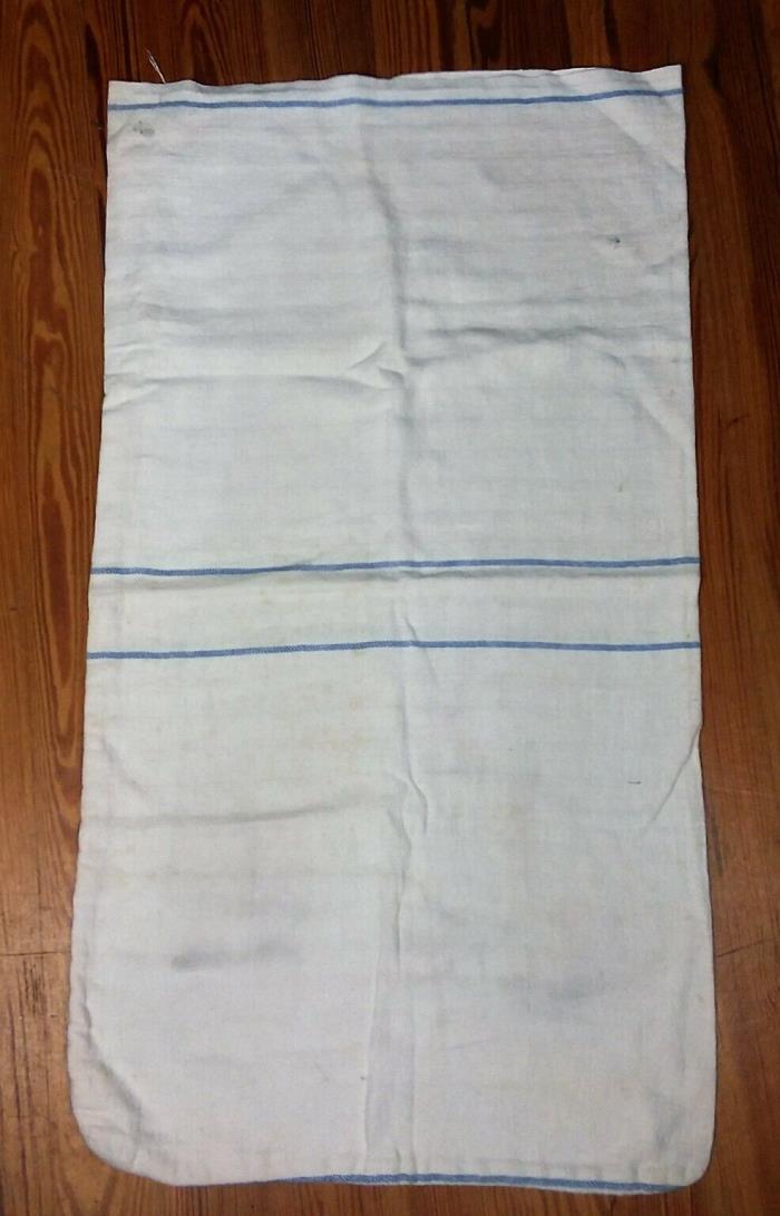 Vintage Antique Blue Stripe Hemp Linen Feed Sack Grain Bag 20 x 36