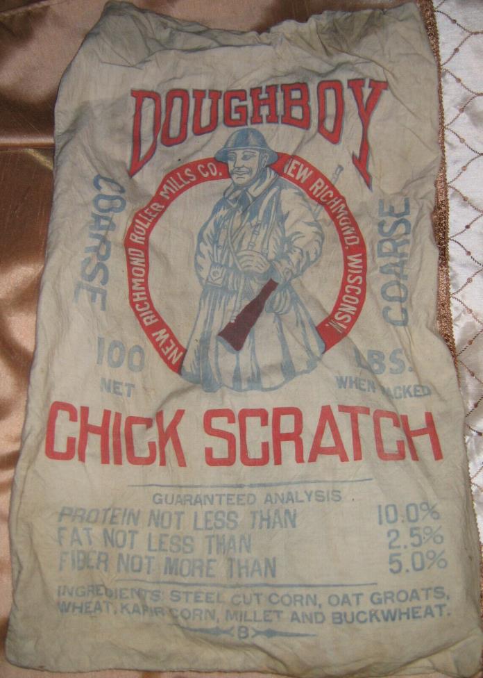 1800/1900s Antique Chicken Scratch Grain Sack Doughboy corn wheat flour feed bag