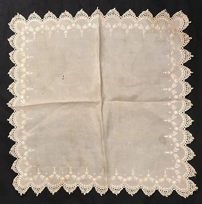 Antique Wedding Handkerchief Hanky Pre Civil War, 1850