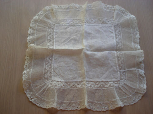 Antique Wedding Bridal Hankie White Cotton Lawn Center and Val Lace #460