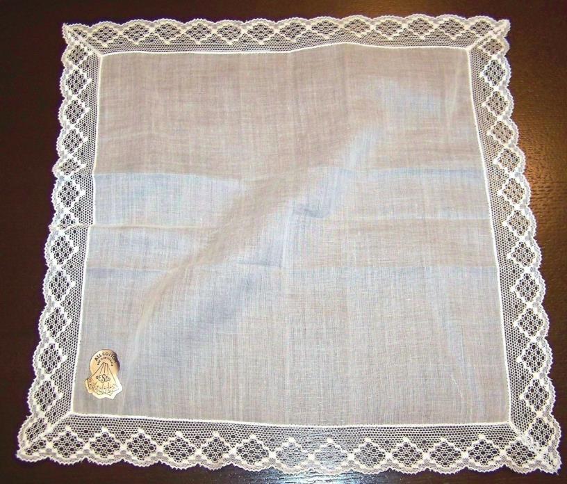 Vintage Handkerchief Hanky Bridal Cotton Desco Lace Edge