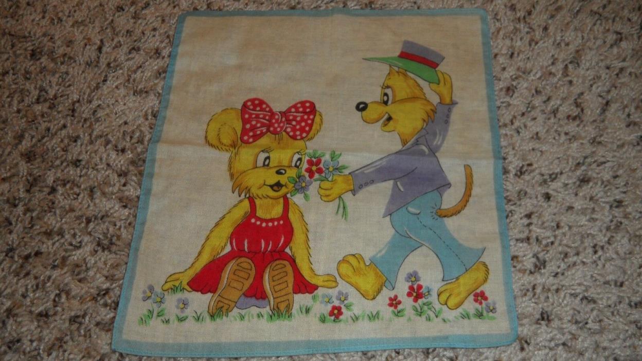 Sweet Vintage Children's Handkerchief with Cartoon or Book Characters