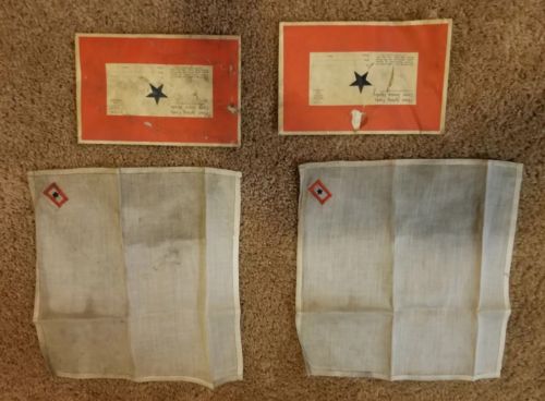 1917 World War One Handkerchiefs with One Star. Sent to Servicemen's Wives. RARE