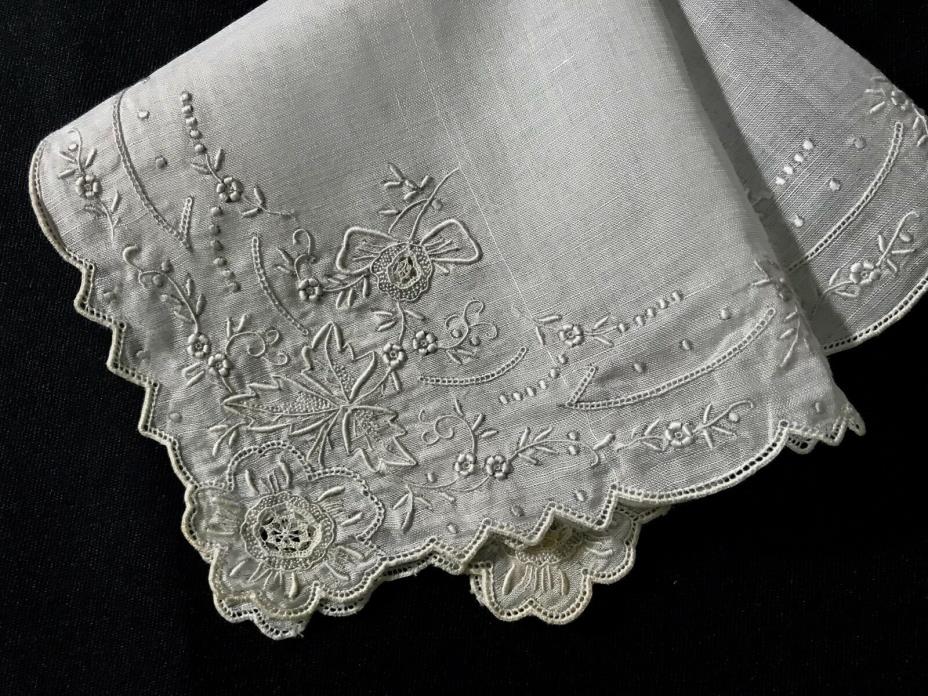 Bridal Appenzell Embroidery Miniature Tenerife & French Knots Handkerchief 11