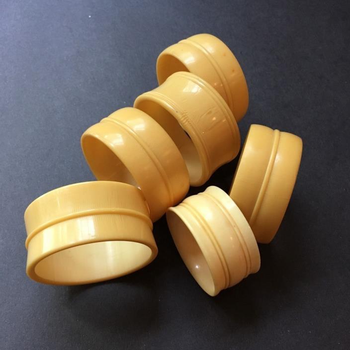 Lot of 6 Vintage Antique French Ivory Celluloid Napkin Rings