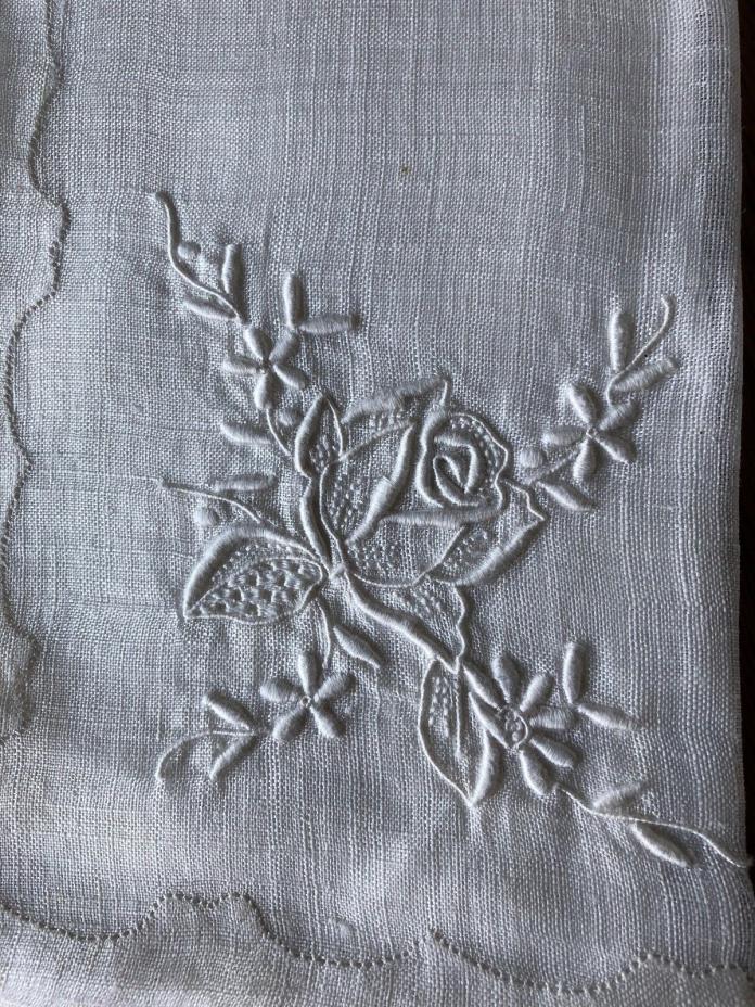 Antique Napkins Ivory Floral Silk - FOUR