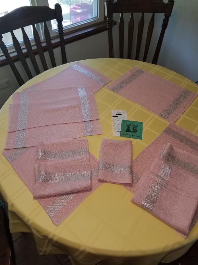 Pink Silver Vintage Napkins Placemats Queen of Siam Thailand MUST READ Linens
