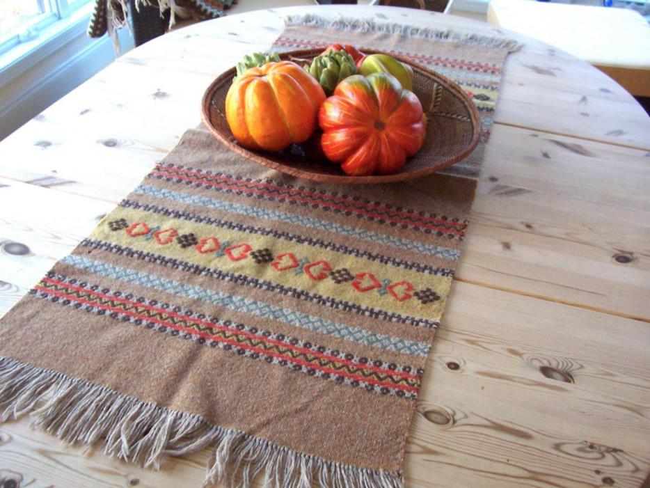 HANDSOME ANTIQUE NORWEGIAN TABLE RUNNER with a raw wool look. From Norway.