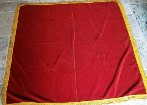 Antique Red Velvet Tablecloth, Square,  52