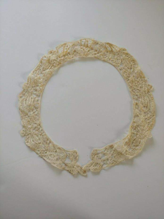 Large cream colored vintage crocheted dress collar