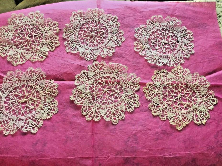 4 antique small vtg lace Dollie all Genoese lace hand made