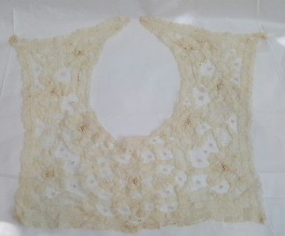 RARE Antique Handmade Ivory Lace Woman Collar - Delicate Detail TURN OF CENTURY