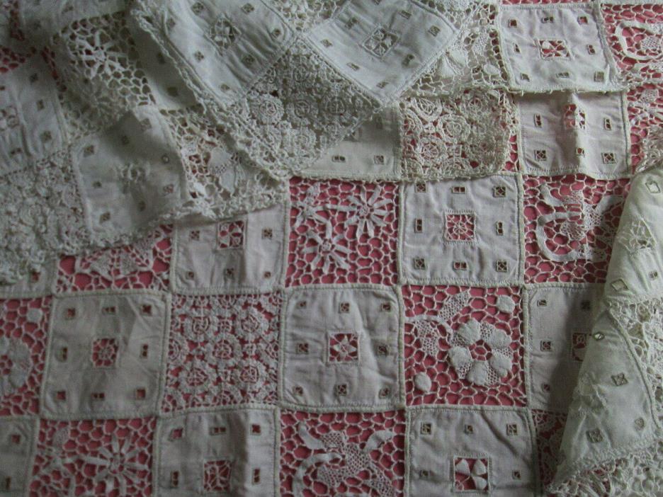 6 LACE PLACEMATS + RUNNER Antique Reticella Handmade Set Vtg Doilies Lot AS IS