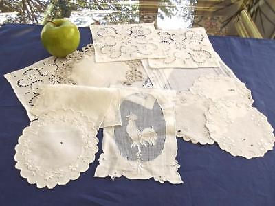 Lot 12 Antique Linen Cocktail Napkins Coasters Doilies Not Perfect AS IS /Crafts