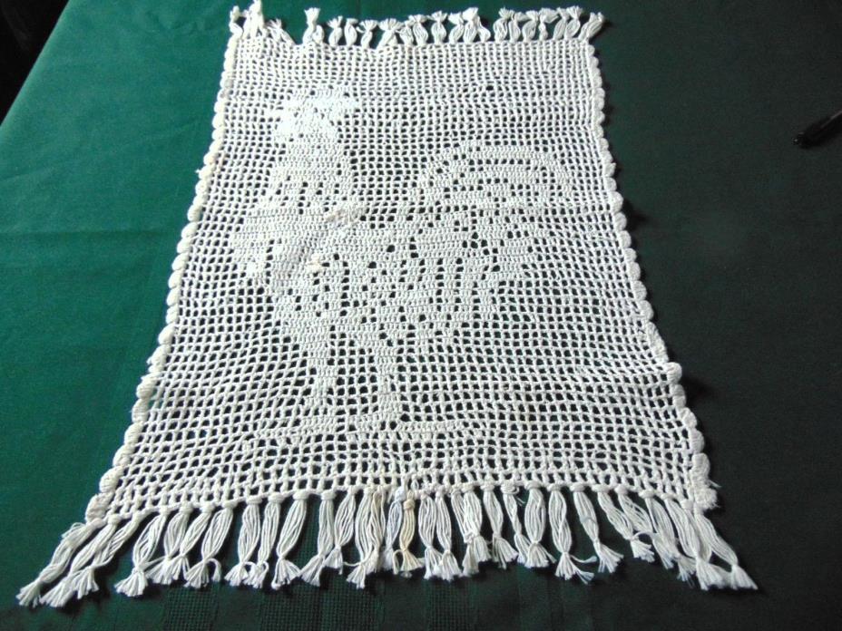 With documentation ~Antique Hand Crocheted FRINGED Doilie 13