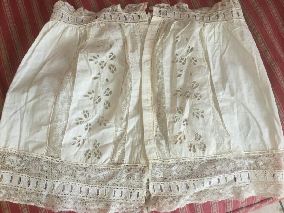 Antique vtg Edwardian strapless ivory cotton & lace camisole~corset~bandeau