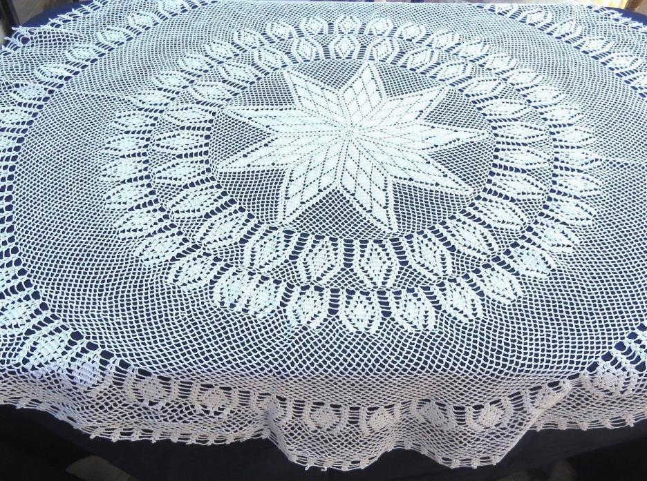 Vintage Crochet Lace Tablecloth 60