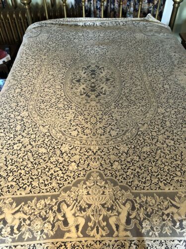 Antique Point De Venis Cherub Tablecloth/ Coverlet