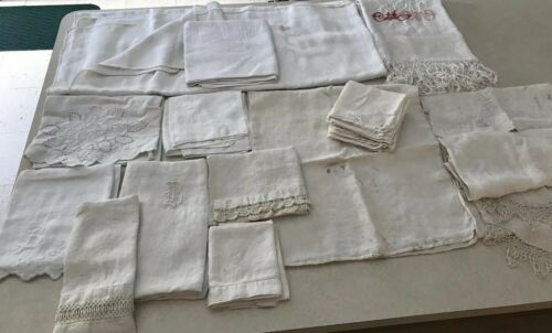 Antique Vtg Lot of Crocheted Tatted Linens Tea Towels Plus- For Projects Or Use