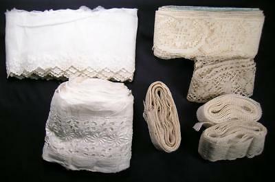 Lot 98 ft Antique Victorian Lace Embroidery Eyelet Filet Crochet Museum